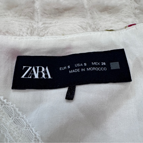 Zara Small White Pink Floral Mini Wrap Satin Slip Dress - Picture 7 of 8